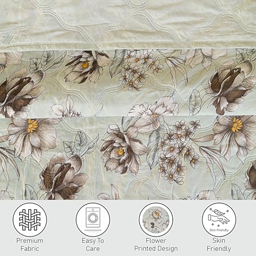 Fancy Walas Dohar Double Bed 100% Cotton Blankets for Summer | 90x100inch, 150GSM Ac Comforter and Cooling Blankets for Summer | Grey & Brwon | Classic Printed Design | Quilt | Ideal for Gifting - Image 3