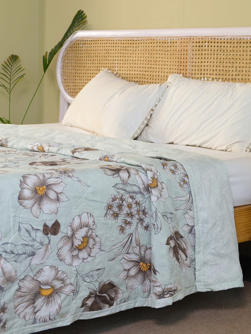 Fancy Walas Dohar Double Bed 100% Cotton Blankets for Summer | 90x100inch, 150GSM Ac Comforter and Cooling Blankets for Summer | Grey & Brwon | Classic Printed Design | Quilt | Ideal for Gifting - Image 4