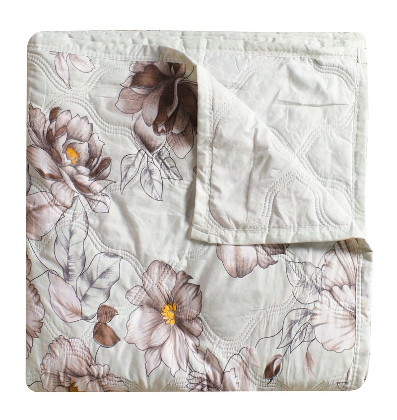 Fancy Walas Dohar Double Bed 100% Cotton Blankets for Summer | 90x100inch, 150GSM Ac Comforter and Cooling Blankets for Summer | Grey & Brwon | Classic Printed Design | Quilt | Ideal for Gifting - Image 2