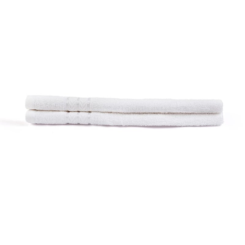 Layers 100 Cotton Hand Towel 400 GSM White Solid Pattern Tuscany Collection Light Weight Zero Twist Moisture Absorbent Quick Dry Towel Bathroom Accessories Pack of 2 - Image 2