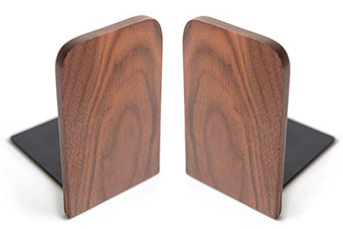 Bamber Wood Bookends Decorative Bookends for Shelves Heavy Books Office Book Stand Black Walnut H67 x W47 x L39