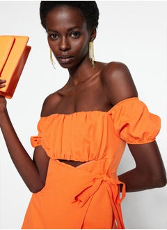 trendyol Orange Woven Overalls with Window/Cut Out Detail TPRSS22EL1006  - Image 3