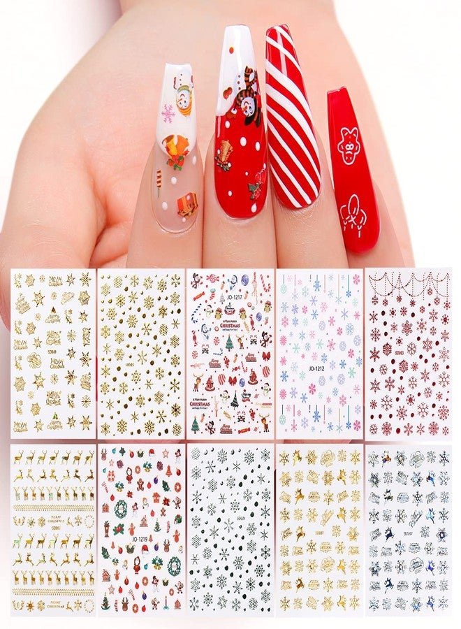 AIMEILI Christmas Nail Art Sticker 3D Snowflakes Nail Decals Colorful Snowmen Reindeer Bell Merry Christmas Tree Holiday Nail Stickers for Nail Art 40 Sheets - Image 3