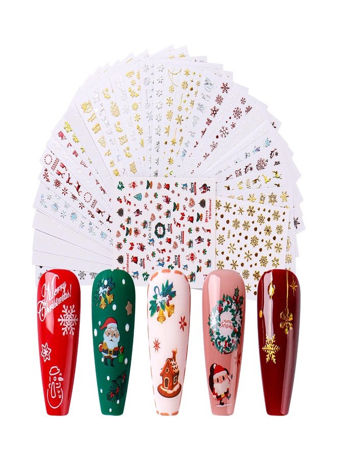 AIMEILI Christmas Nail Art Sticker 3D Snowflakes Nail Decals Colorful Snowmen Reindeer Bell Merry Christmas Tree Holiday Nail Stickers for Nail Art 40 Sheets - Image 4