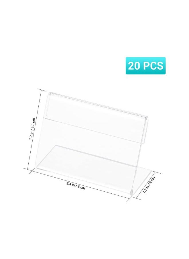WYBOT 20PCS Mini Sign Display Holder L Shape Sign Holders Acrylic Clear Sign Stand Card Holder  - Image 4