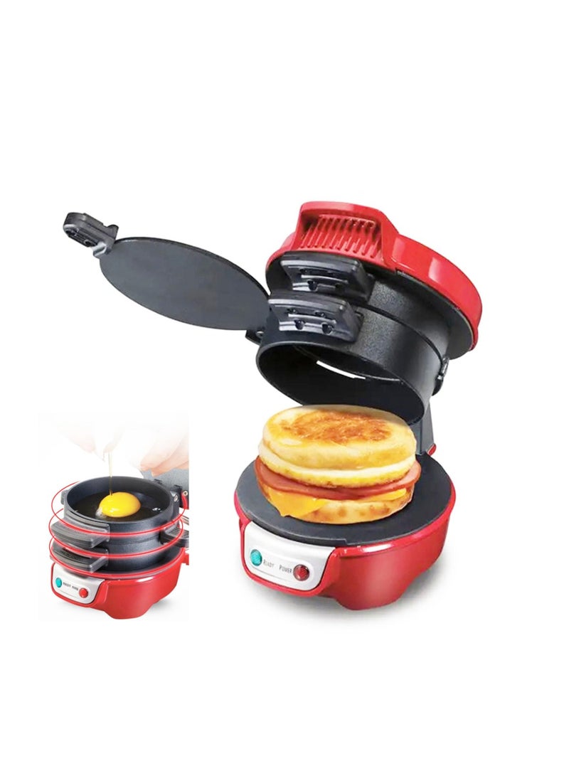 SYOSI Breakfast Sandwich Maker, 3 in 1 Sandwich Maker Egg McMuffin Maker Nonstick Sandwich Cooker Multi-Use Sandwich Grill Electric Sandwich Toaster All-in-One Breakfast Cooker for Quick Breakfast - Image 1
