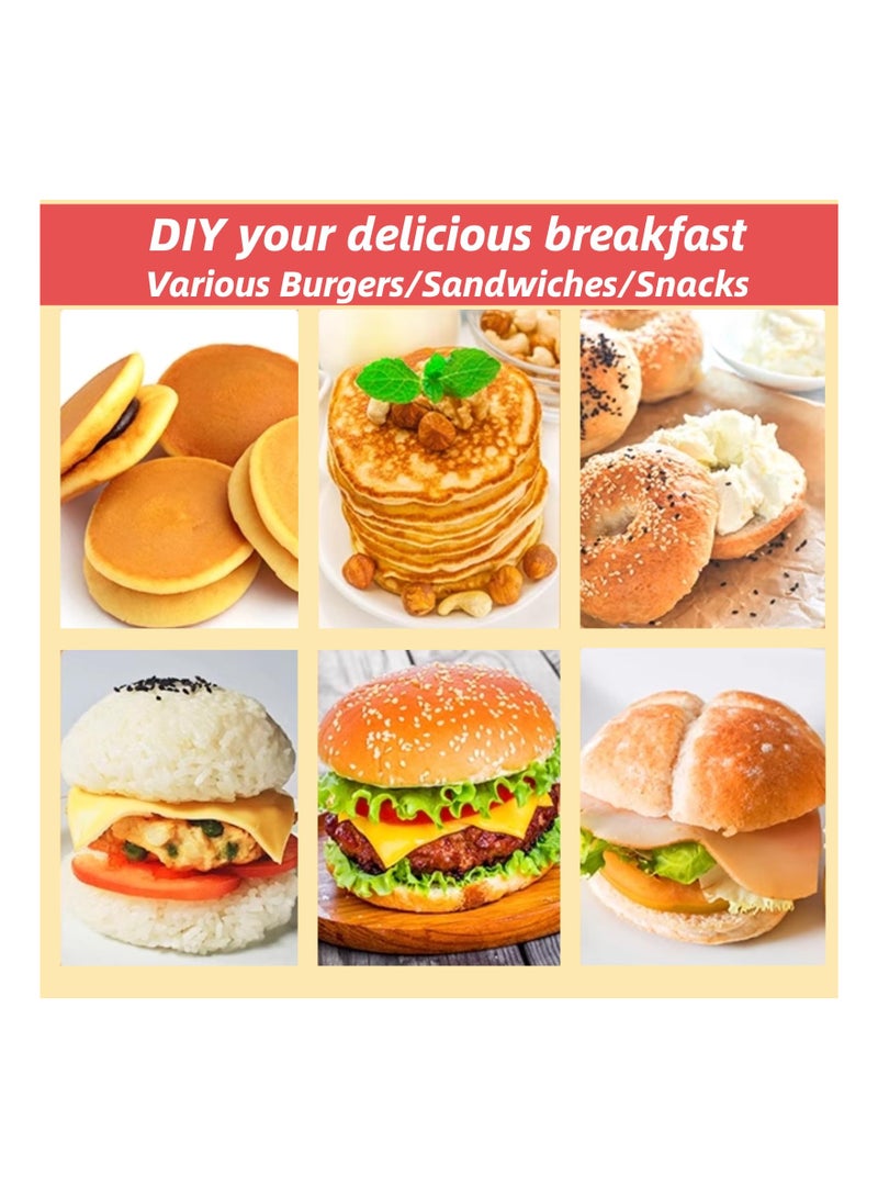 SYOSI Breakfast Sandwich Maker, 3 in 1 Sandwich Maker Egg McMuffin Maker Nonstick Sandwich Cooker Multi-Use Sandwich Grill Electric Sandwich Toaster All-in-One Breakfast Cooker for Quick Breakfast - Image 3