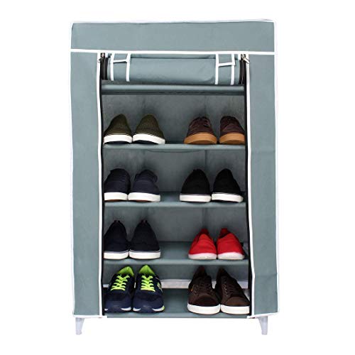 Ebee Grey 5 Shelves Collapsible Shoe Rack - Image 1