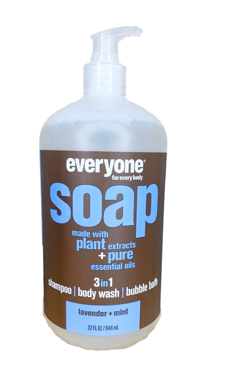 Everyone 3in1 Soap  Body Wash Shampoo Bubble Bath  Lavender  Mint  32 Ounces  1 Bottle
