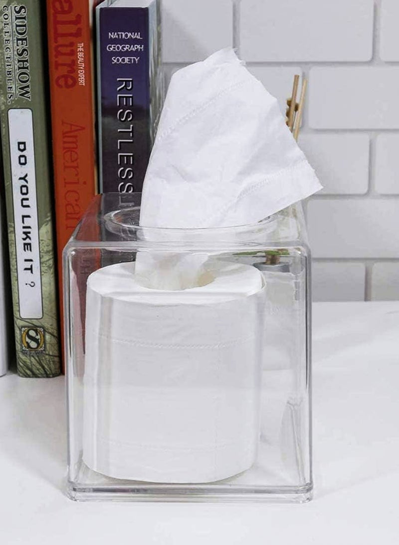 دي بلو صندوق مناديل شفاف من الأكريليك الشفاف حامل مناديل مربع شفاف موزع مناديل الوجه منظم حاوية تخزين زجاجية للمنزل والمطبخ والحمام والمكتب - Image 4