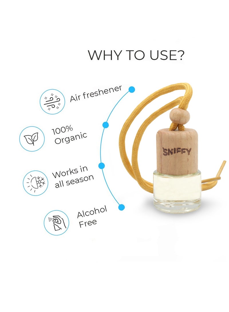 Sniffy Vanilla Car Air Freshener Hanging Bottle Diffuser Natural Organic Fragrance Auto Interior Perfume Odor Eliminator Long Lasting Aroma for Car Home Office Bedroom Rear View Mirror Air Freshener Non Toxic Spill Proof All Season Aromatherapy Scents - Image 4