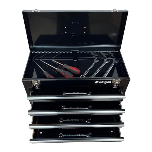 Workington Portable Metal Tool Chest with 4 Drawers, 20" 4-Drawer Tool Chest Cabinet with Ball Bearing Drawer Slides, Steel Tool Storage Box Organizer 4004 Black - Image 2