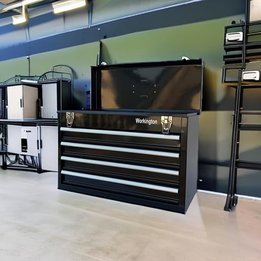 Workington Portable Metal Tool Chest with 4 Drawers, 20" 4-Drawer Tool Chest Cabinet with Ball Bearing Drawer Slides, Steel Tool Storage Box Organizer 4004 Black - Image 5