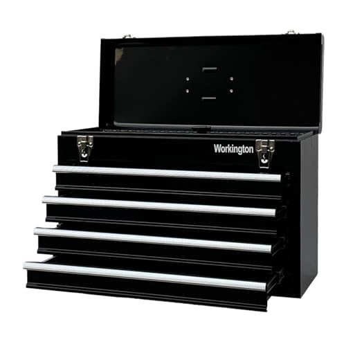Workington Portable Metal Tool Chest with 4 Drawers, 20" 4-Drawer Tool Chest Cabinet with Ball Bearing Drawer Slides, Steel Tool Storage Box Organizer 4004 Black - Image 3