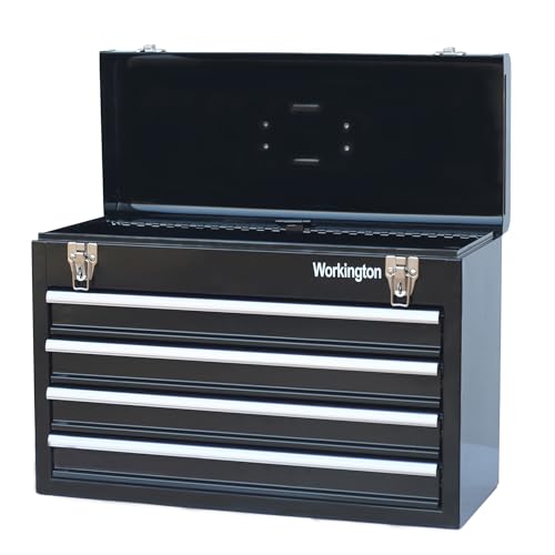 Workington Portable Metal Tool Chest with 4 Drawers, 20" 4-Drawer Tool Chest Cabinet with Ball Bearing Drawer Slides, Steel Tool Storage Box Organizer 4004 Black - Image 1