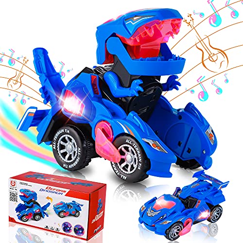 Hirger Transforming Dinosaur Car Toy for Kids Auto Transformer Monster Truck Toys with Light Sound for Toddler 1 2 3 4 5 Year Old Birthday Gifts for Boy - Image 1