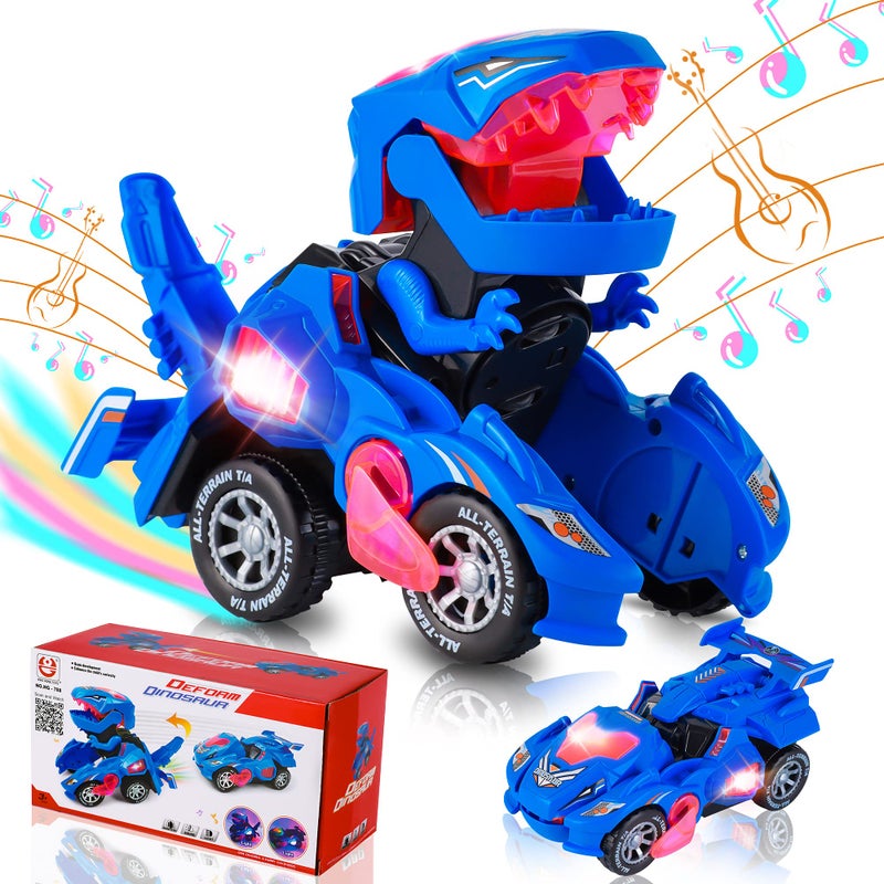 Hirger Transforming Dinosaur Car Toy for Kids Auto Transformer Monster Truck Toys with Light Sound for Toddler 1 2 3 4 5 Year Old Birthday Gifts for Boy - Image 2