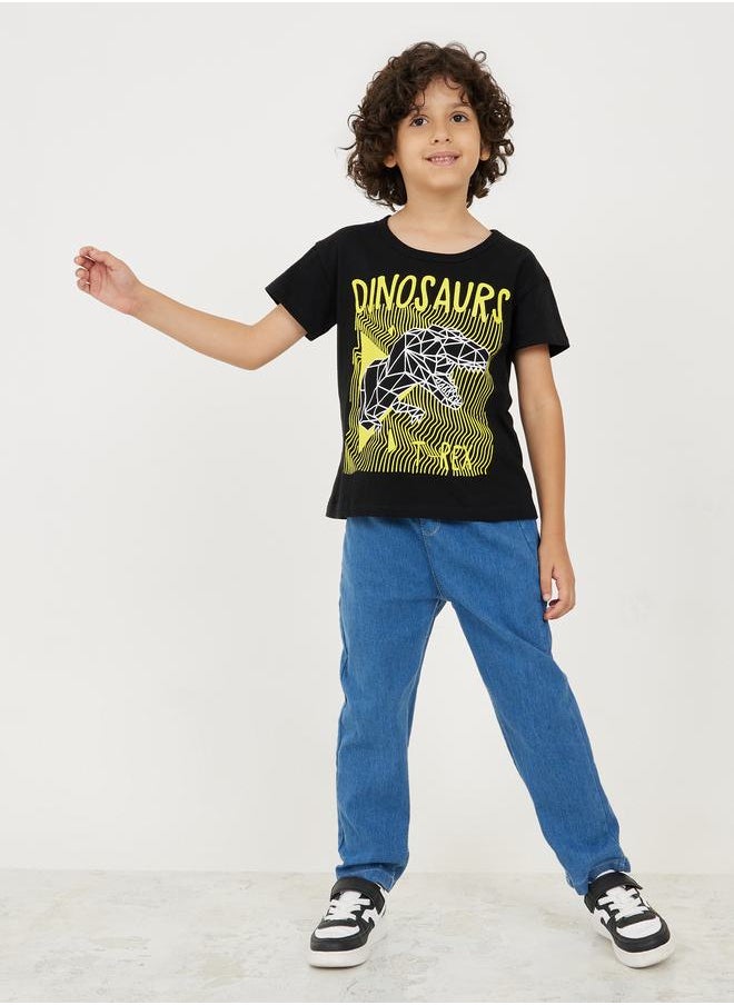 Styli - Dinosaur Graphic Print T-Shirt with Short Sleeves - Image 1