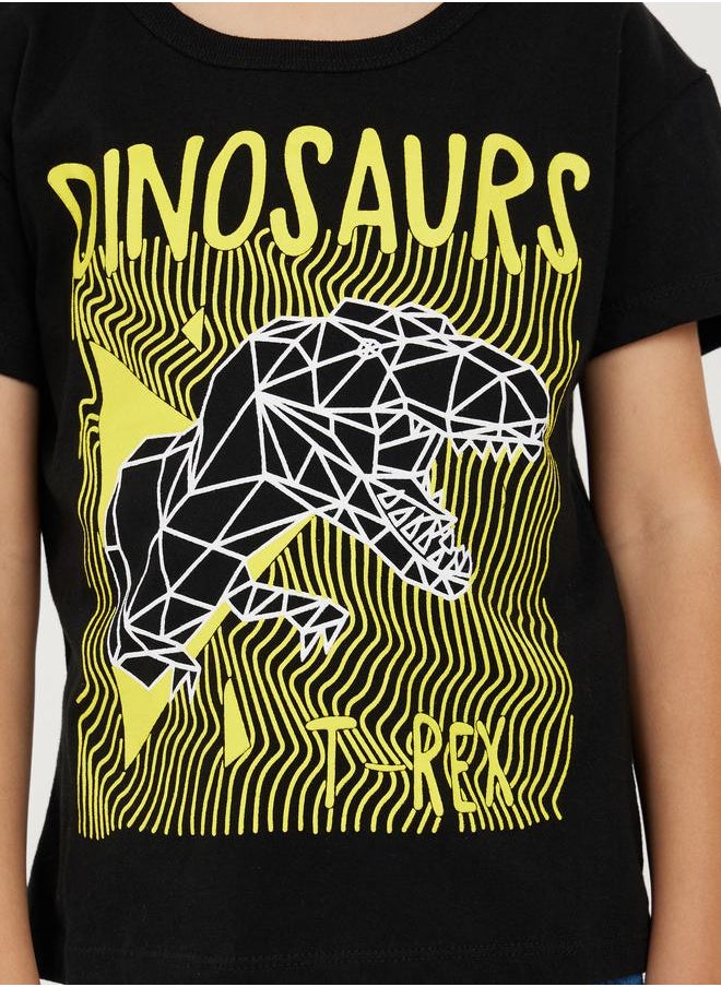 Styli - Dinosaur Graphic Print T-Shirt with Short Sleeves - Image 1