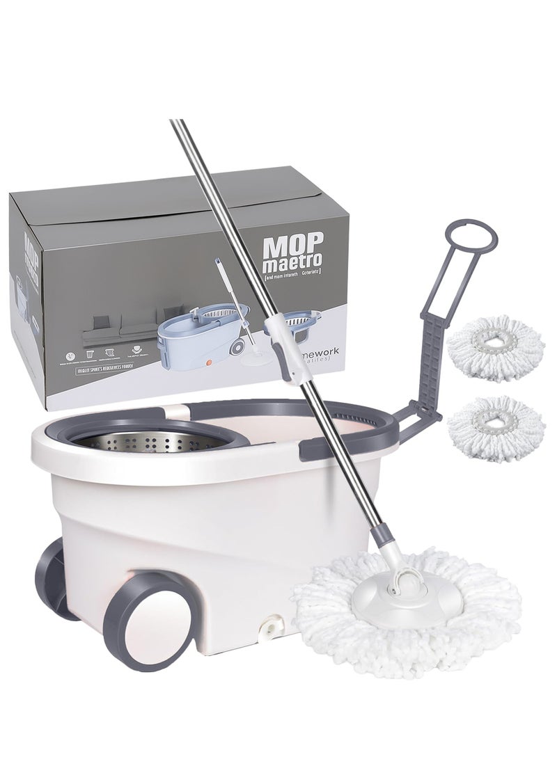 360 Spin Mop and Bucket Set with Wheels, Easy Wring System, Microfiber Mop Head, Telescopic Handle, Spray Bottle, Floor Cleaning Mop for Home, Kitchen, Bathroom, Tile, Hardwood Floors – Self-Wringing, Hands-Free, Refillable Pads - Image 1