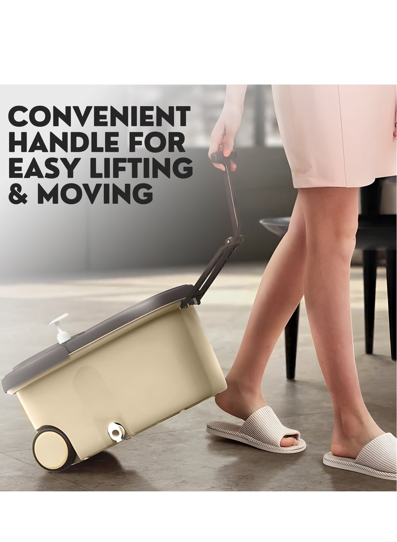 360 Spin Mop and Bucket Set with Wheels, Easy Wring System, Microfiber Mop Head, Telescopic Handle, Spray Bottle, Floor Cleaning Mop for Home, Kitchen, Bathroom, Tile, Hardwood Floors – Self-Wringing, Hands-Free, Refillable Pads - Image 2