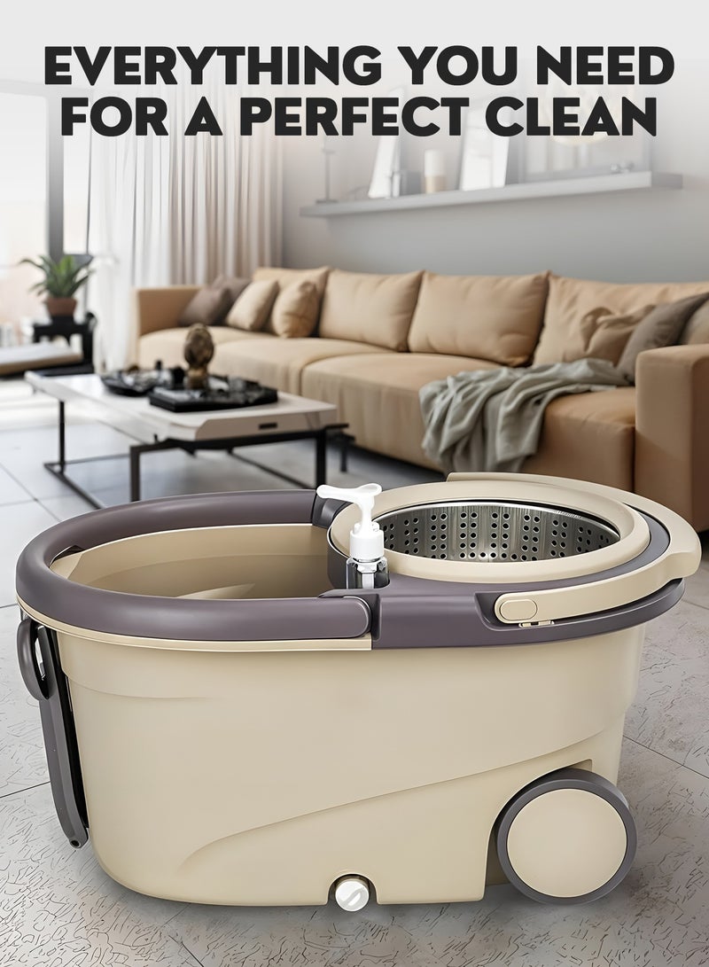 360 Spin Mop and Bucket Set with Wheels, Easy Wring System, Microfiber Mop Head, Telescopic Handle, Spray Bottle, Floor Cleaning Mop for Home, Kitchen, Bathroom, Tile, Hardwood Floors – Self-Wringing, Hands-Free, Refillable Pads - Image 3