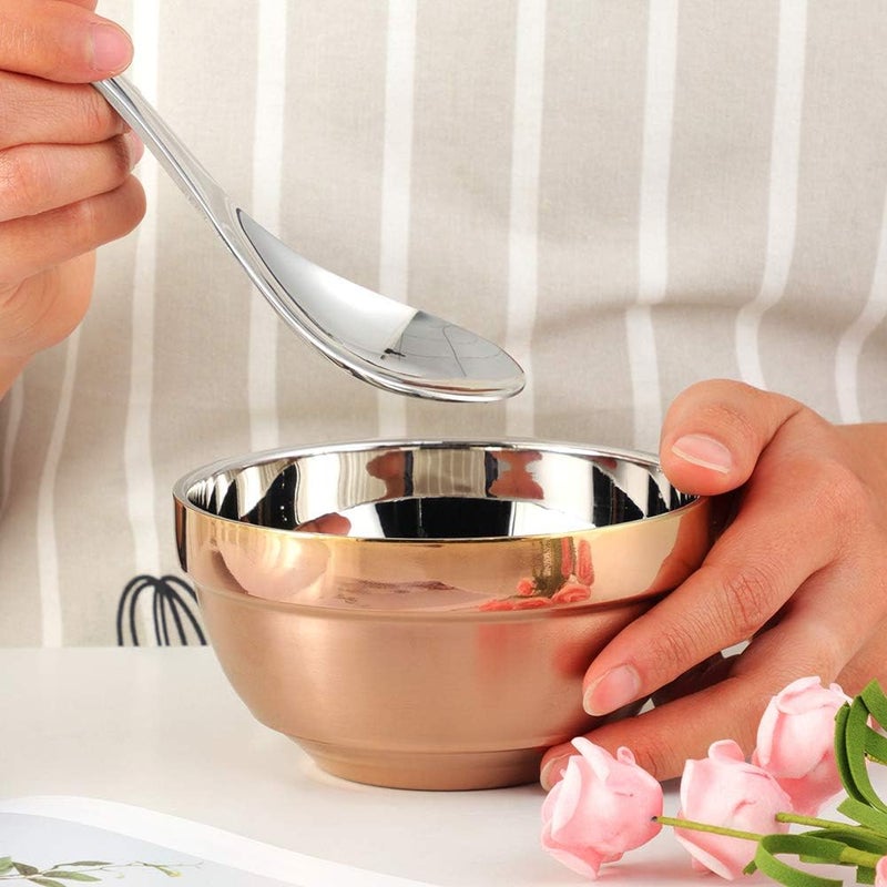 TUPMFG Stainless Steel Bowl Set 17 Oz Cereal Bowl of 6 with Double Walled Insulated  Dishwasher Safe Unbreakable Deep Soup Bowl Home Kitchen  Child Rose Gold  - Image 5