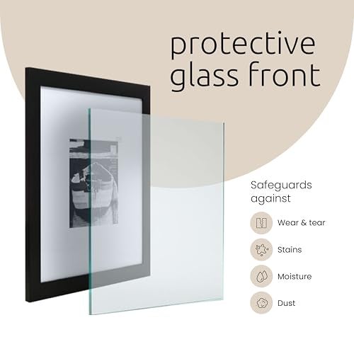 Kiera Grace Matted Classic Langford Picture Frame, Holds a 5" x 5" Photo, 10" x 10" Large Wood Picture Frame for Wall Hanging and Photo Display, Black - Image 5