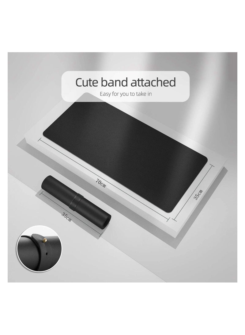 Cool Baby Multifunctional Office Desk Pad, Ultra Thin Waterproof PU Leather Mouse Pad, Dual Use Desk Writing Mat for Office/Home(Black+Black) - Image 2