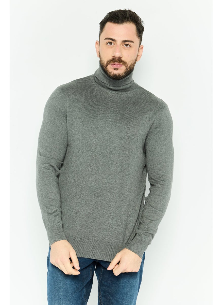Peter Werth - Men Turtle Neck Heather Long Sleeves Sweaters, Grey - Image 1