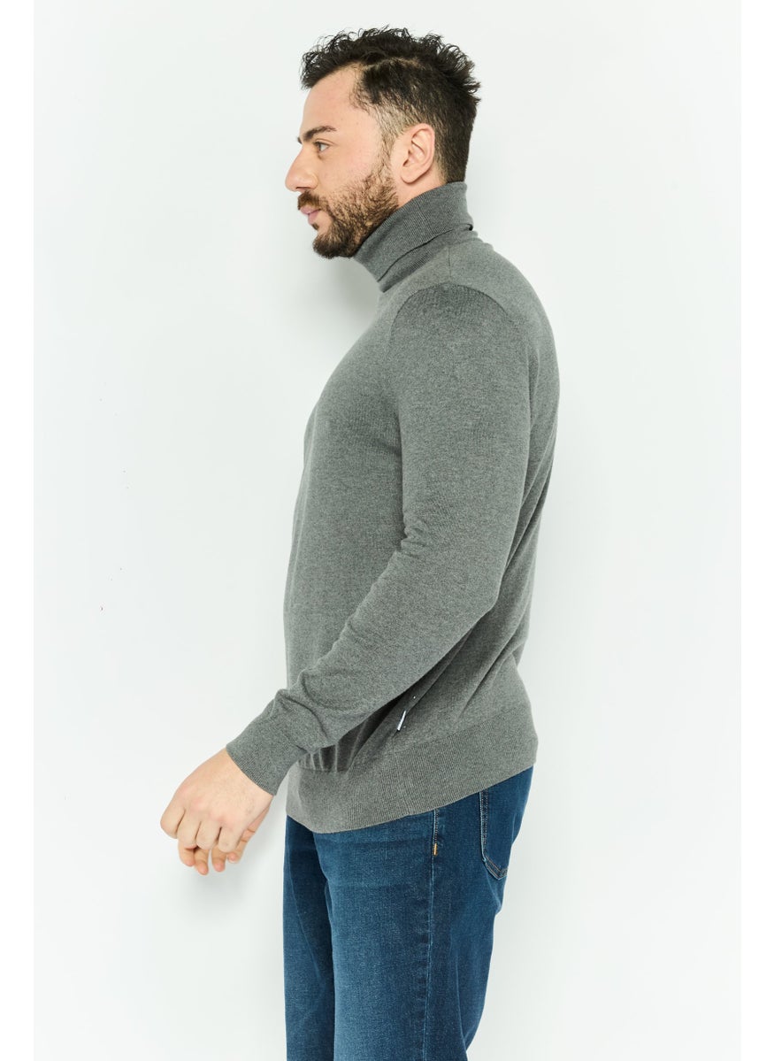 Peter Werth - Men Turtle Neck Heather Long Sleeves Sweaters, Grey - Image 1