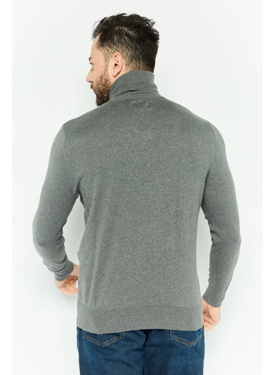Peter Werth - Men Turtle Neck Heather Long Sleeves Sweaters, Grey - Image 1