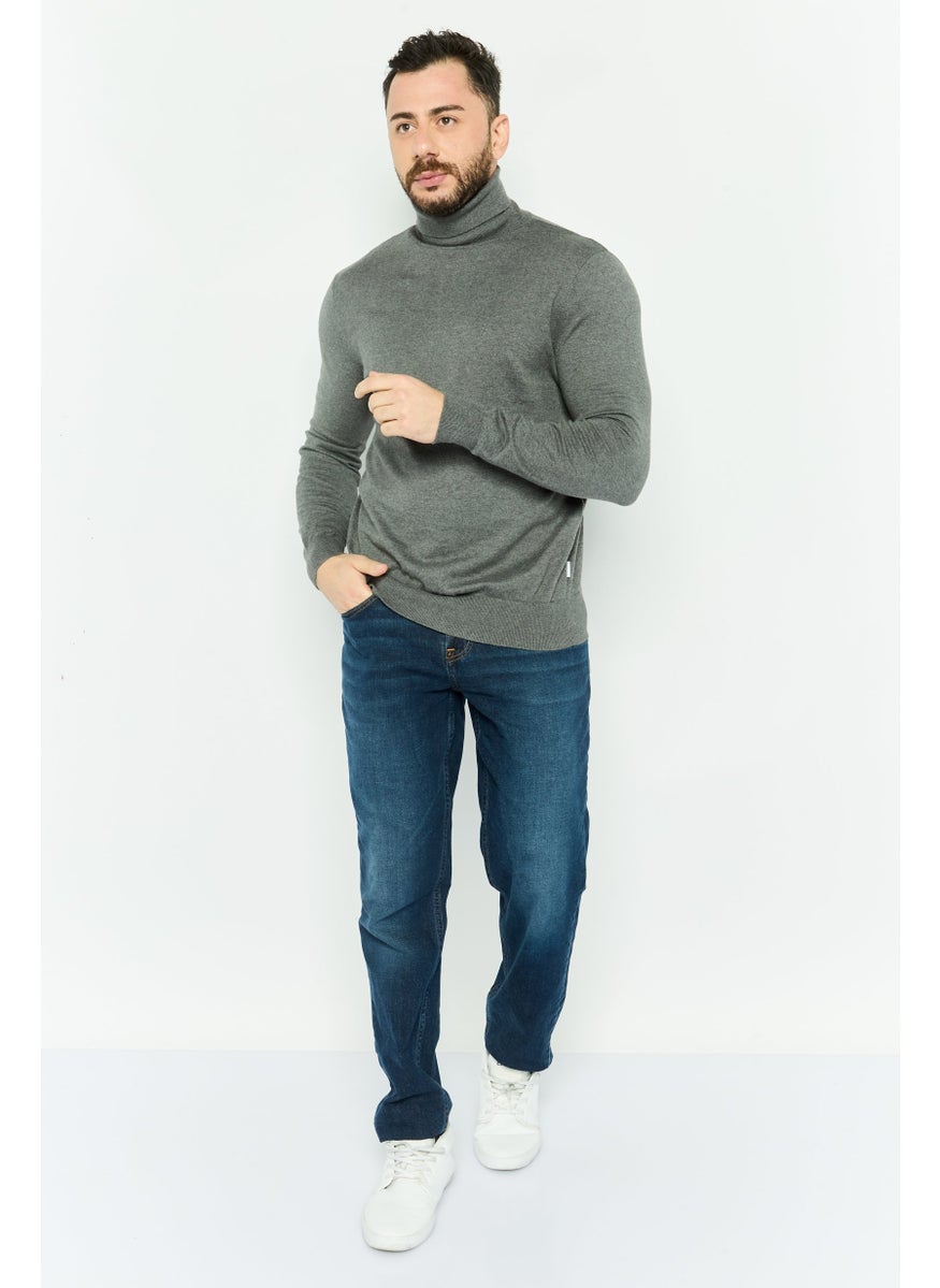 Peter Werth - Men Turtle Neck Heather Long Sleeves Sweaters, Grey - Image 1