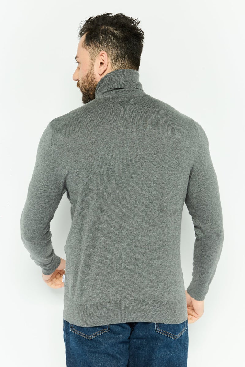 Peter Werth Men Turtle Neck Heather Long Sleeves Sweaters, Grey - Image 4