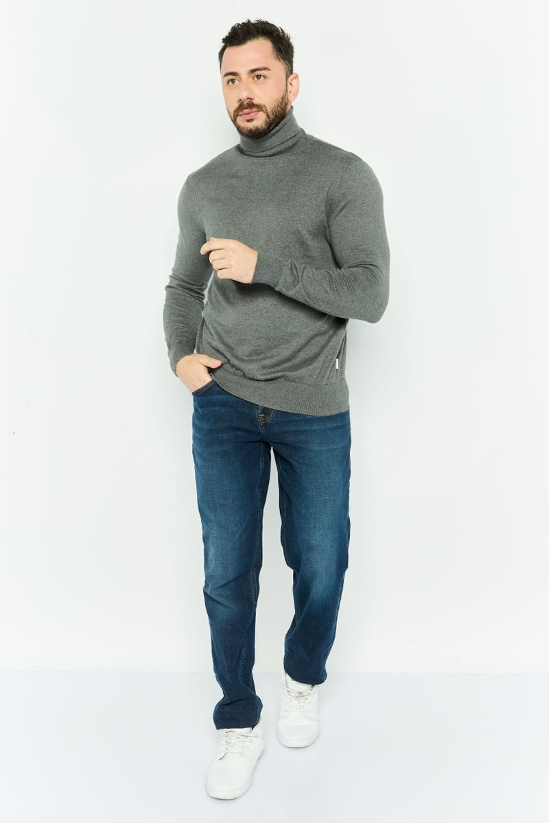 Peter Werth Men Turtle Neck Heather Long Sleeves Sweaters, Grey - Image 2