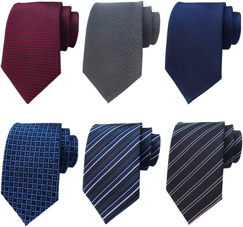 Adulove Men's Necktie Classic Silk Tie Woven Jacquard Neck Ties 6 PCS - Image 1