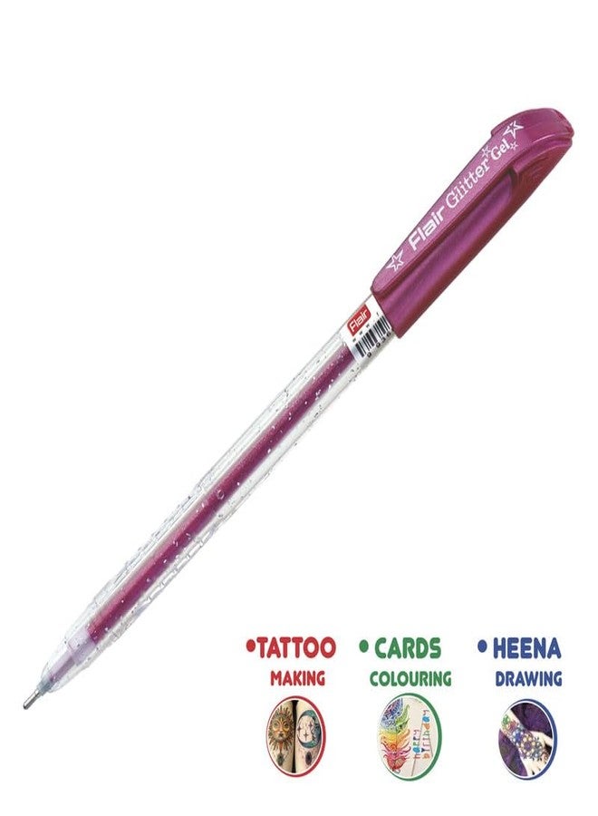 FLAIR Glitter Sparkle 1.0mm Gel Pen Blister Pack | Smooth & Perfect Writing Experience | Non-Toxic Fluid Gel Ink | Beautiful Transparent Body With Sparkles | Set of 10 Different Ink Colors - Image 3