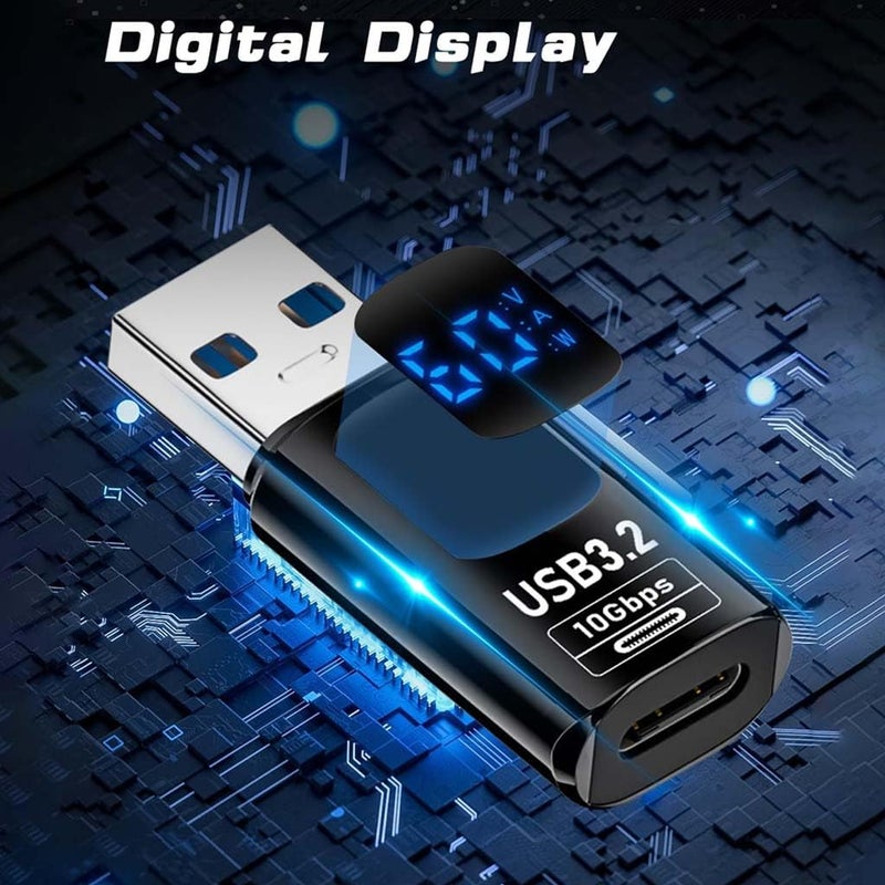 TECPHILE 100W USB A Male to Type-C OTG Adapter Connector with LED Display, 10Gbps USB 3.2 Fast Charging Connecter, Male to Female Converter, for Galaxy S25/S24, iPhone 16 15, Pixel 8 7 & USB-C Devices - Image 4