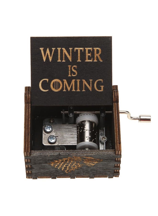 NIBEMINENT Winter Is Coming Antique Carved Wooden Hand Crank Music Box Black/Brown 