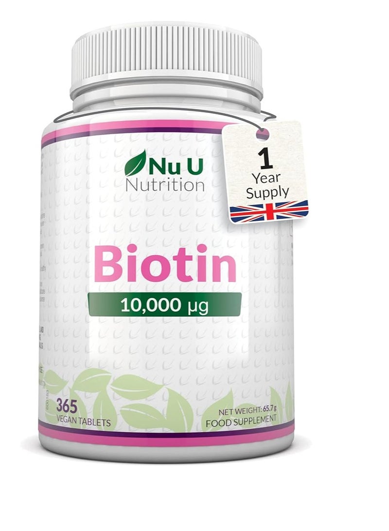Nu U Nutrition Biotin Hair Growth Supplement  365 Tablets Full Year Supply
