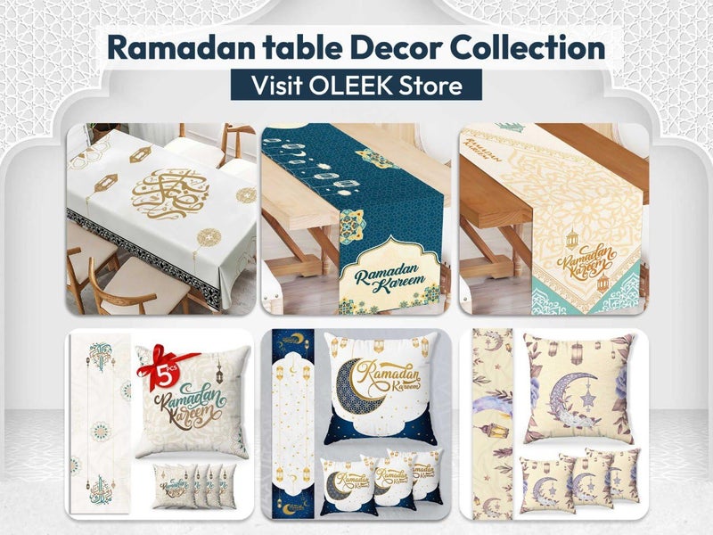 OLEEK Ramadan Table Runner 70x13in- Ramadan Decorations for Home 2026 - Ramadan Mubarak Table Runner- Ramadan Runner - Ramadan Decor - Ramadan Table Decor - Ramadan Gifts Ø²ÙŠÙ†Ø© Ø±Ù…Ø¶Ø§Ù† ÙƒØ±ÙŠÙ… Ø¯ÙŠÙƒÙˆØ± - Image 5