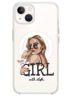 Magnetic Case for iPhone 13 6.1-inch Compatible with MagSafe Wireless Charging, Shockproof Phone Bumper Cover Girl with Style