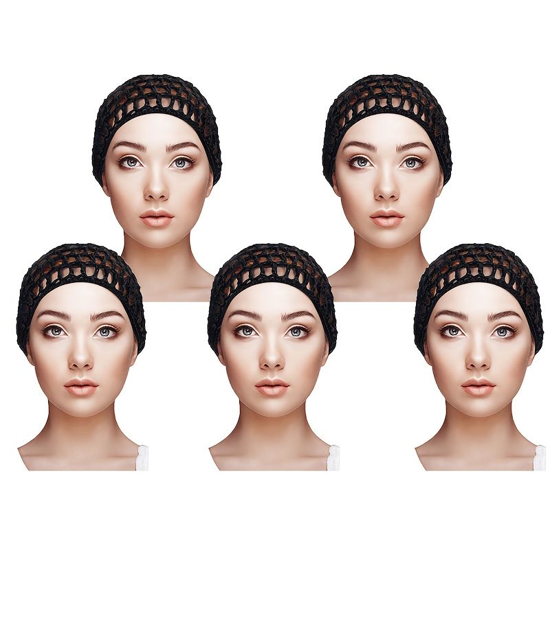 5Pcs Pack Stretchable Mesh Crochet Hair Net Cap for Sleeping Shower Postpartum Care - Image 4