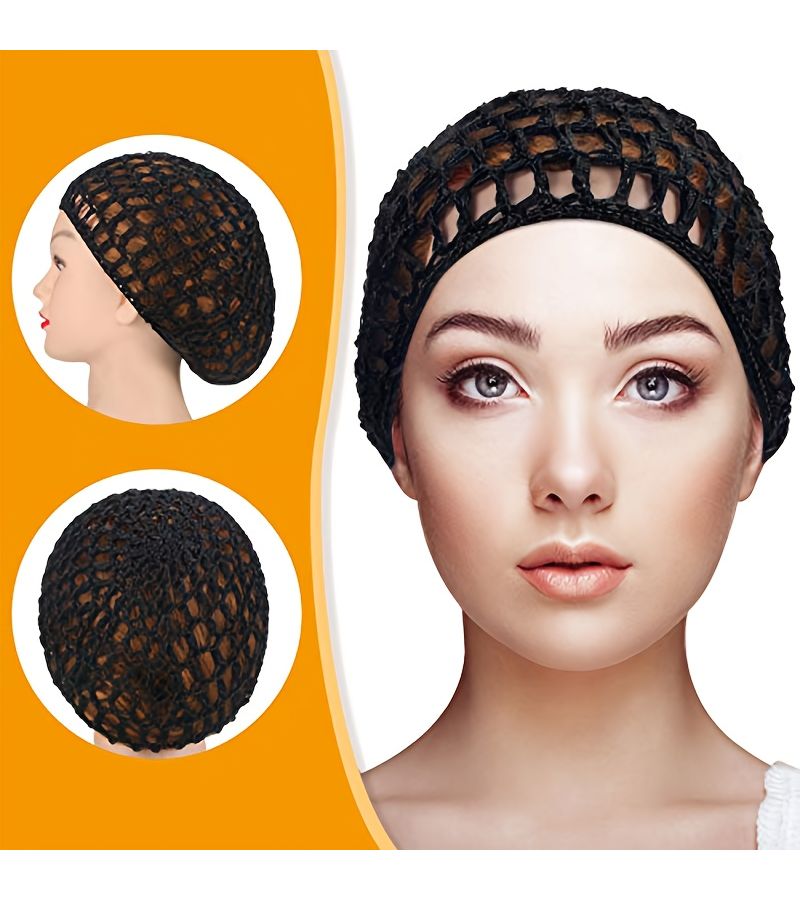 5Pcs Pack Stretchable Mesh Crochet Hair Net Cap for Sleeping Shower Postpartum Care - Image 1