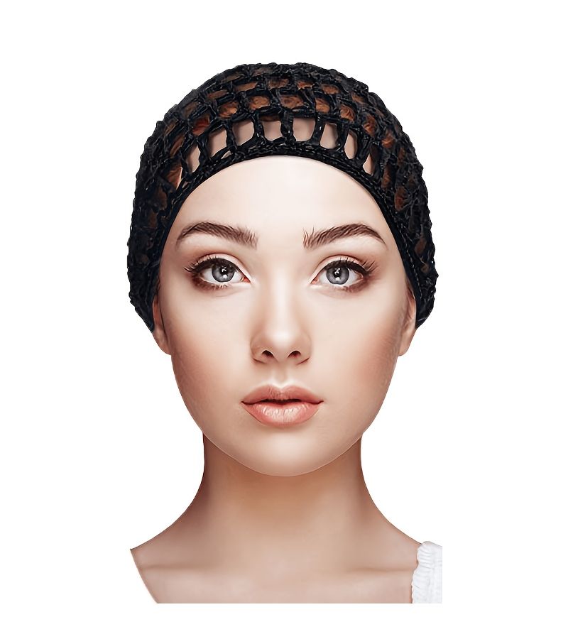 5Pcs Pack Stretchable Mesh Crochet Hair Net Cap for Sleeping Shower Postpartum Care - Image 3