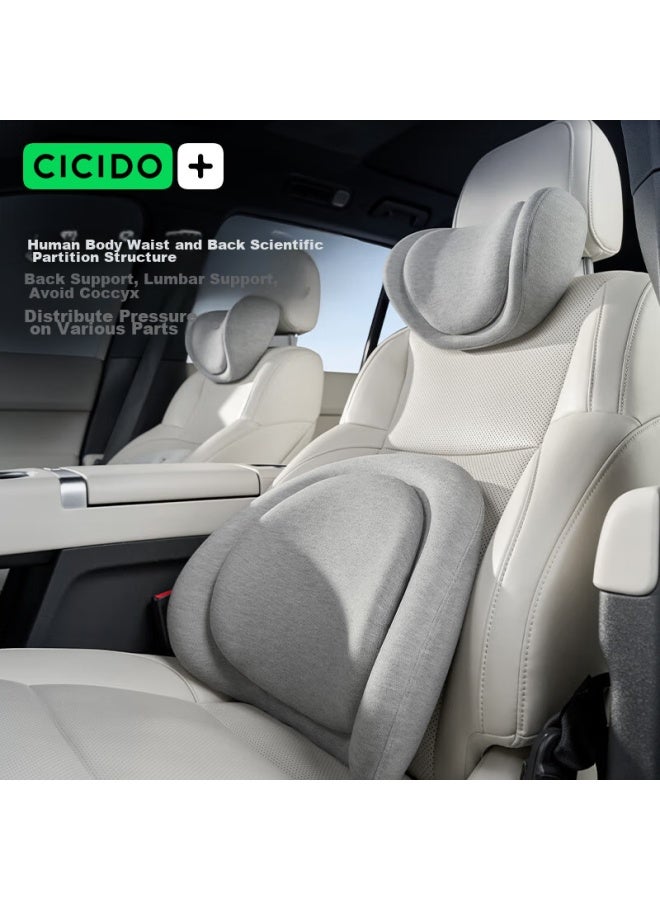 Cicido Double-layer Car Headrest And Lumbar Support Set, Neck Pillow, Seat Cushion, Waist Pad, Back Support, Driving Pillow, Lumbar Support - Image 3