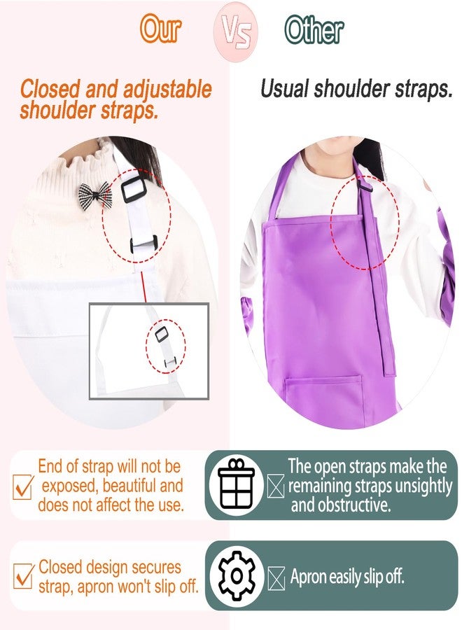 BIGHAS Kids Apron Chef Hat Adjustable Neck Strap Hook and Loop Fastener Design Waistband for Baking, Painting, Cooking ((3'11"-4'7") M, White) - Image 3