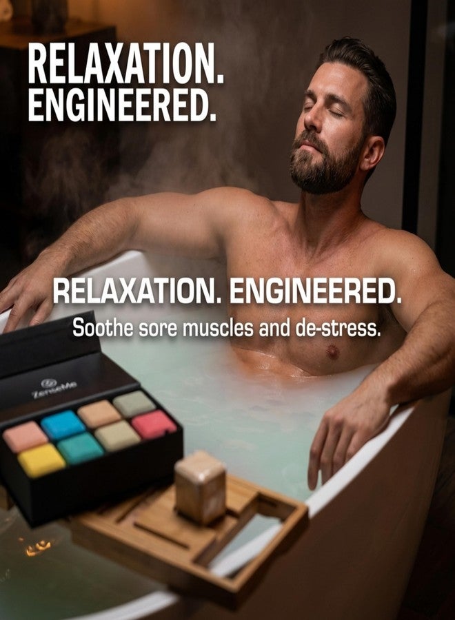 ZenseMe Bath Bombs for Men - Gift Set of 8 Scented Organic Handmade Natural Bath Bombs of 2.5 oz w/Natural Essential Oils, Unique Extra Strength Manly Scents, for Boyfriend, Husband, Father - Square Shape - Image 5