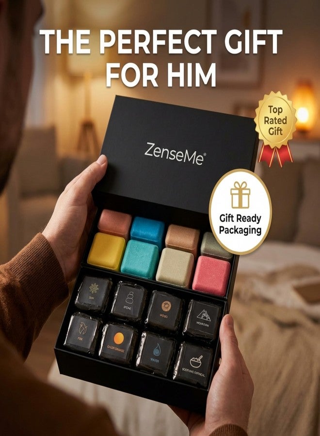 ZenseMe Bath Bombs for Men - Gift Set of 8 Scented Organic Handmade Natural Bath Bombs of 2.5 oz w/Natural Essential Oils, Unique Extra Strength Manly Scents, for Boyfriend, Husband, Father - Square Shape - Image 4