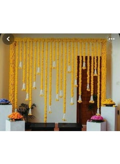 SP SELLPLUS Sellplus Backdrop Setup for Mehndi haldi Marrige Pooja ganpati Home Decoration Combo of Marigold Strings Set 16  - Image 1